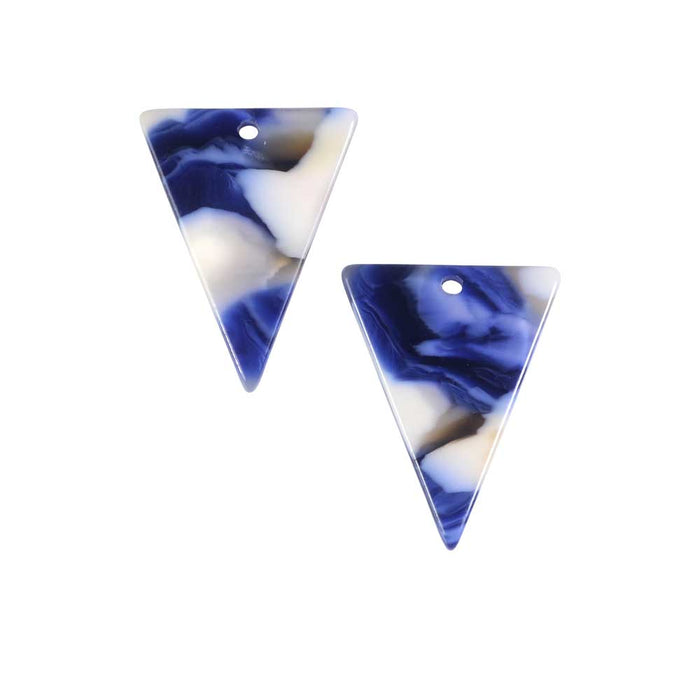 Zola Elements Acetate Pendant, Twilight Triangle 16x20mm, Blue Multi-Colored (2 Pieces)