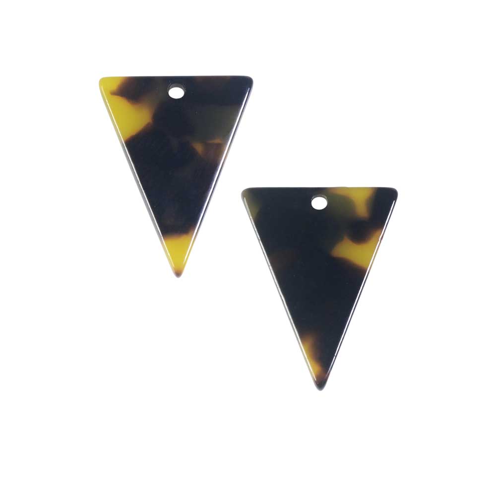 Zola Elements Acetate Pendant, Triangle 16x20mm, Brown Tortoise Shell (2 Pieces)