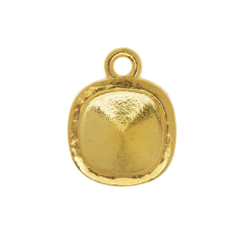 TierraCast Hammertone Bezel Pendant, Gold Plated, Fits Cushion Stone 10mm (1 Piece)
