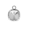 TierraCast Hammertone Bezel Pendant, Rhodium Plated, Fits Cushion Stone 10mm (1 Piece)