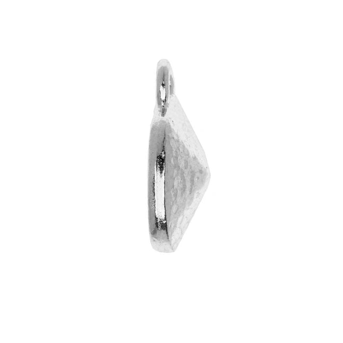 TierraCast Hammertone Bezel Pendant, Rhodium Plated, Fits Cushion Stone 10mm (1 Piece)