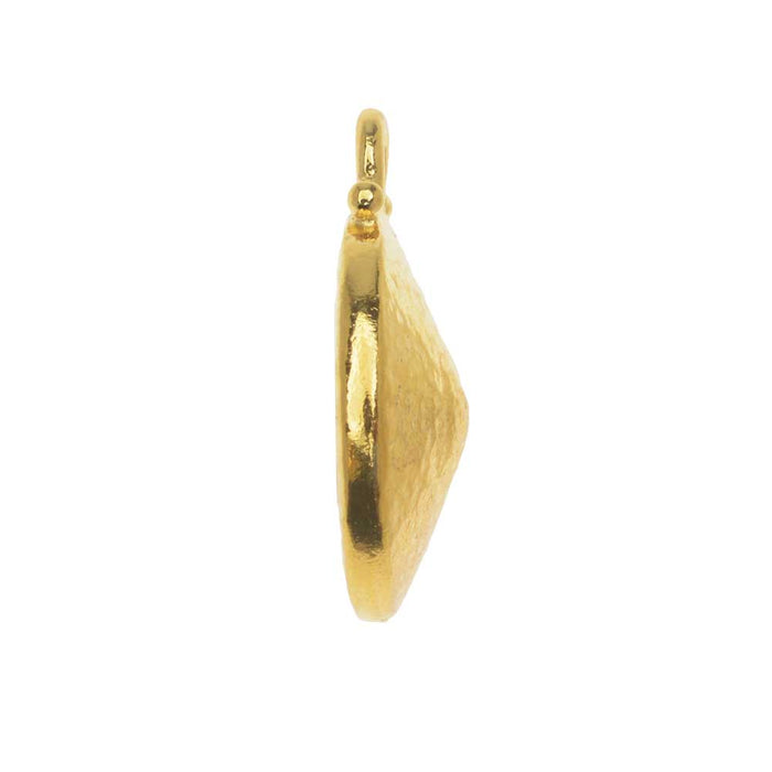 TierraCast Hammertone Bezel Pendant, Gold Plated, Fits Rivoli 12mm (1 Piece)