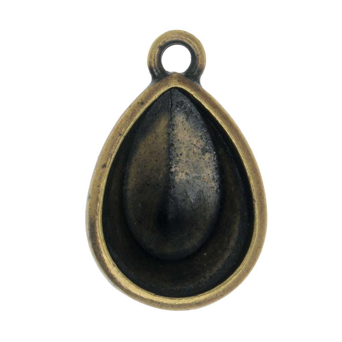 TierraCast Bezel Pendant, Fits #4320 Pear 18x13mm, 1 Piece, Antiqued Brass