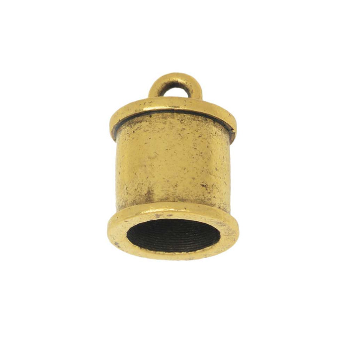 Nunn Design Cord End, Channel Barrel 14mm, Antiqued Gold (1 Piece)