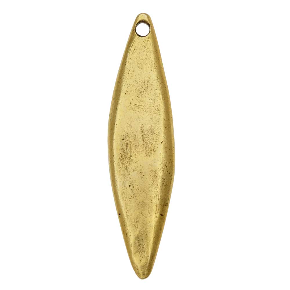 Nunn Design Flat Tag Pendant, Elongated Diamond 41mm, Antiqued Gold (1 Piece)