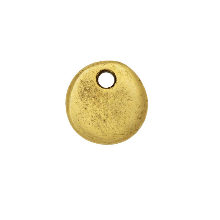Nunn Design Flat Tag Pendant, Circle 10.5mm, Antiqued Gold (1 Piece)