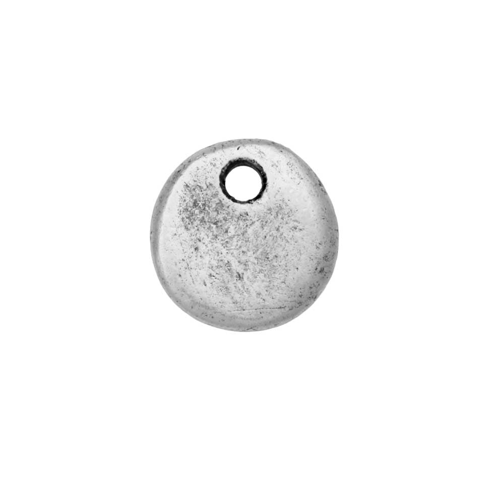 Nunn Design Flat Tag Pendant, Circle 10.5mm, Antiqued Silver (1 Piece)