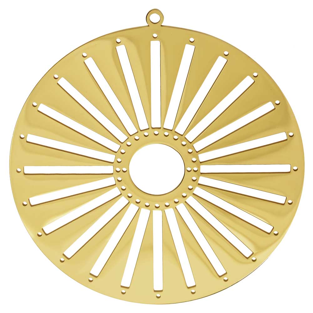 Centerline Beadable Pendant, Round Sun with Cutouts and Holes 62mm, Gold Plated (1 Piece)