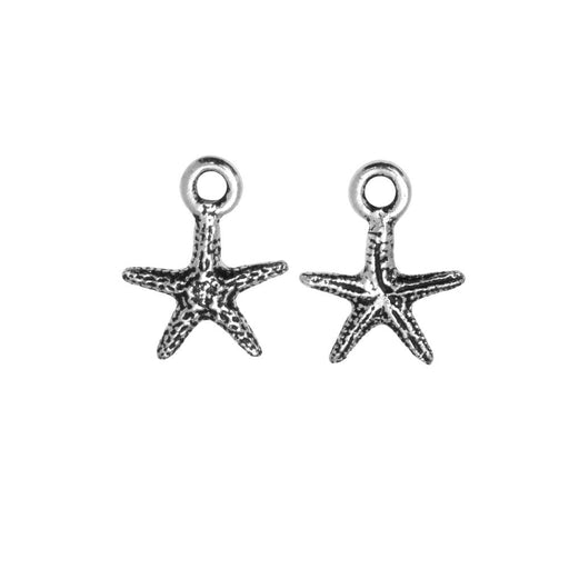 Pewter Charm, Starfish 13mm, Antiqued Silver Plated, By TierraCast (2 Pieces)