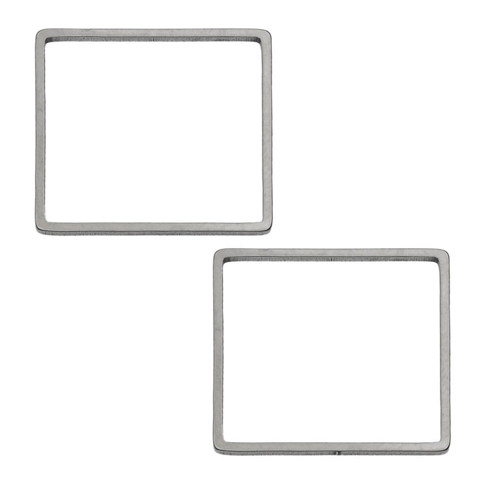 Beadable Open Frame Link, Square 20mm, Stainless Steel (4 Pieces)