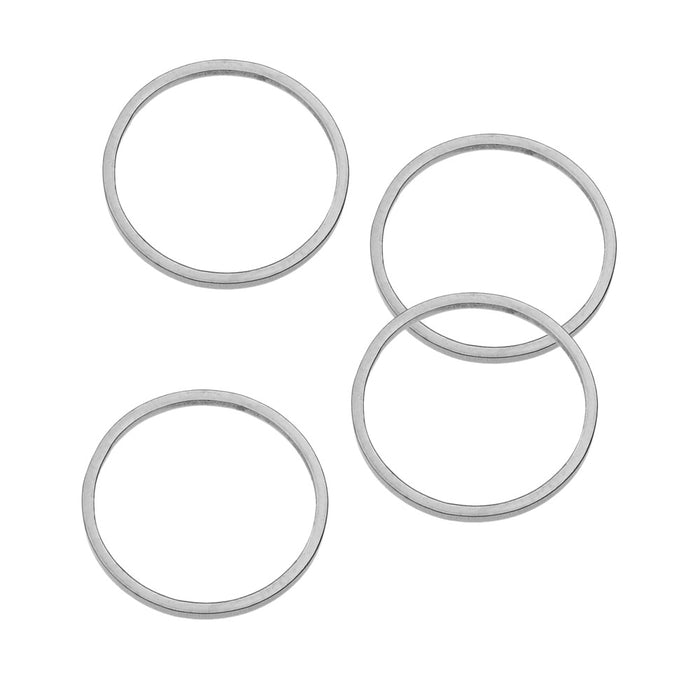 Beadable Open Frame Link, Circle 15.5mm, Stainless Steel (4 Pieces)