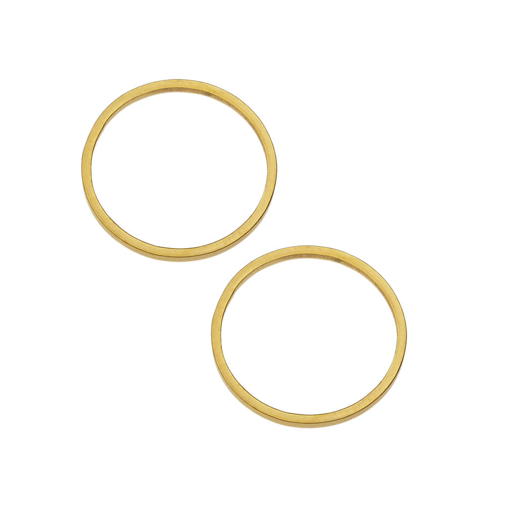 Beadable Open Frame Link, Circle 15.5mm, Gold Tone Steel (4 Pieces)