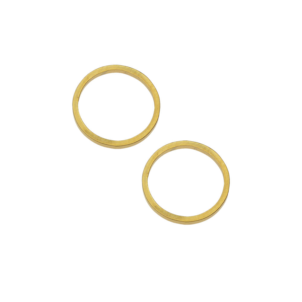 Beadable Open Frame Link, Circle 12mm, Gold Tone Steel (4 Pieces)