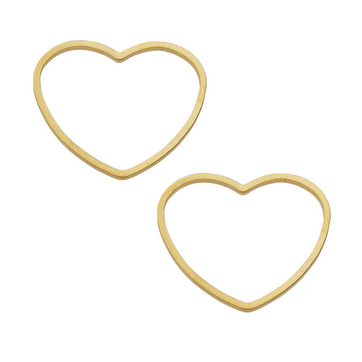Beadable Open Frame Link, Heart 19.5x17.5mm, Gold Tone Steel (4 Pieces)