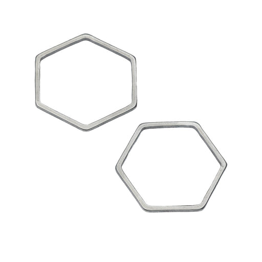 Beadable Open Frame Link, Hexagon 18mm, Stainless Steel (4 Pieces)