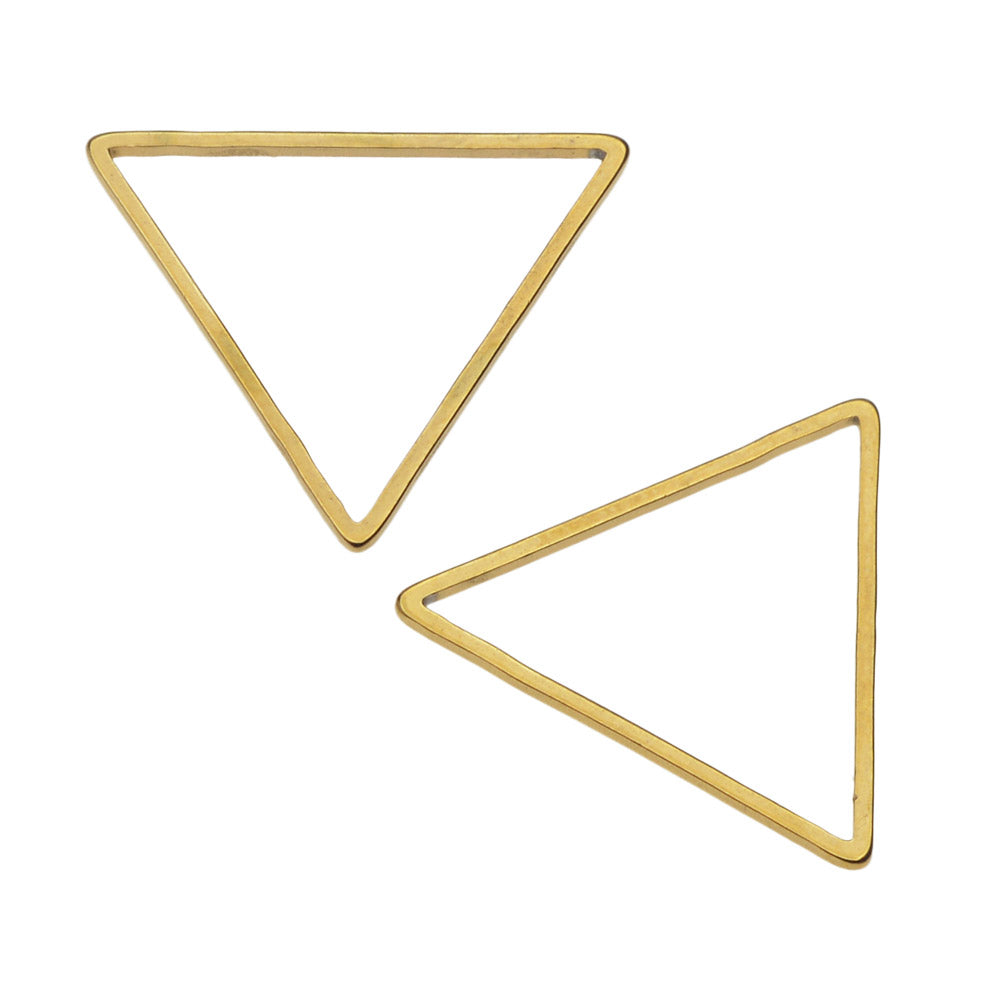 Beadable Open Frame Link, Triangle 22.5mm, Gold Tone Steel (4 Pieces)