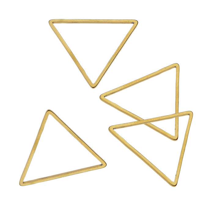 Beadable Open Frame Link, Triangle 22.5mm, Gold Tone Steel (4 Pieces)