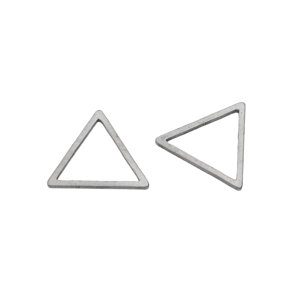 Beadable Open Frame Link, Triangle 13.5mm, Stainless Steel (4 Pieces)
