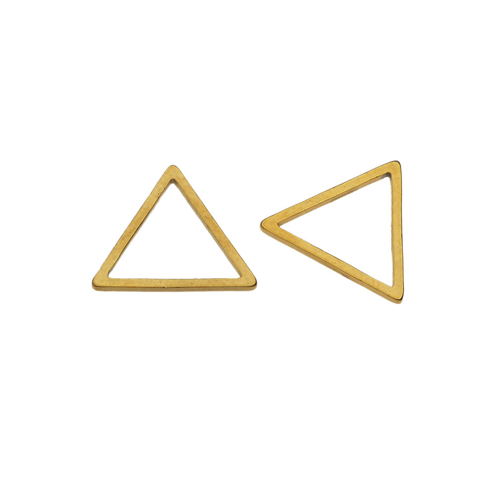Beadable Open Frame Link, Triangle 13.5mm, Gold Tone Steel (4 Pieces)