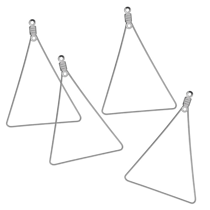 Beadable Open Wire Frame for Earrings or Pendants, Triangle 49.5x34mm, Stainless Steel (6 Pc)