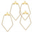 Beadable Open Wire Frame for Earrings or Pendants, Rhombus 20.5x36.5mm, Gold Tone (4 Pieces)
