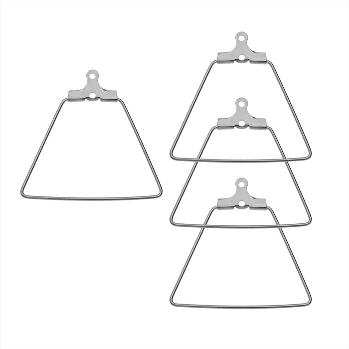 Beadable Open Wire Frame for Earrings or Pendants, Trapezoid 26x27.5mm, Stainless Steel (4 Pieces)