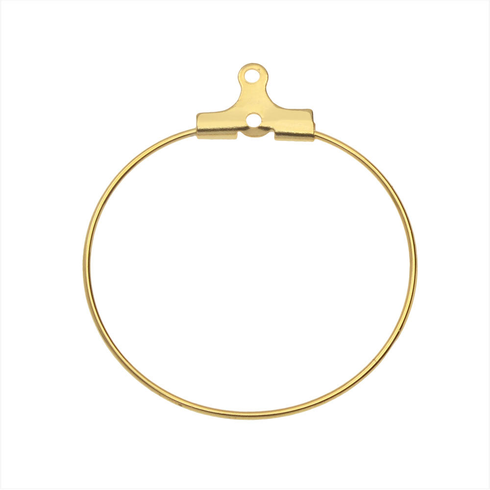 Beadable Open Wire Frame for Earrings or Pendants, Hoop 30mm, Gold Tone (4 Pieces)