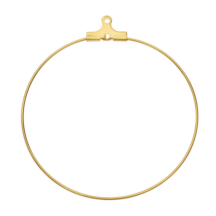 Beadable Open Wire Frame for Earrings or Pendants, Hoop 45mm, Gold Tone (4 Pieces)
