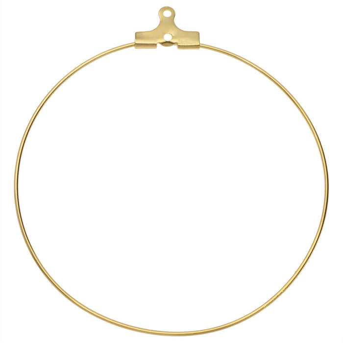 Beadable Open Wire Frame for Earrings or Pendants, Hoop 50mm, Gold Tone (4 Pieces)