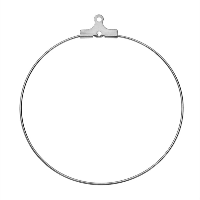 Beadable Open Wire Frame for Earrings or Pendants, Hoop 45mm, Stainless Steel (4 Pieces)