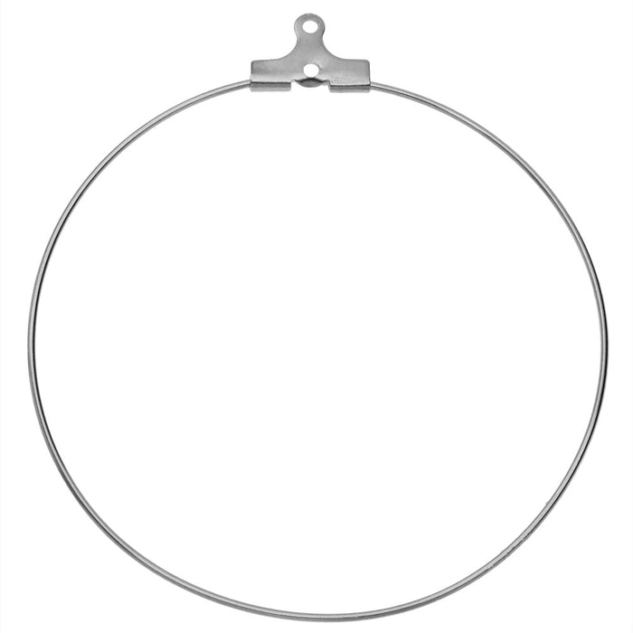 Beadable Open Wire Frame for Earrings or Pendants, Hoop 50mm, Stainless Steel (4 Pieces)