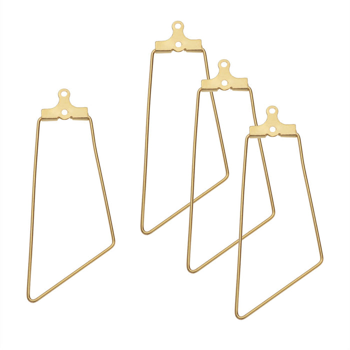 Beadable Open Wire Frame for Earrings or Pendants, Trapezoid 17.5x45mm, Gold Tone (4 Pieces)