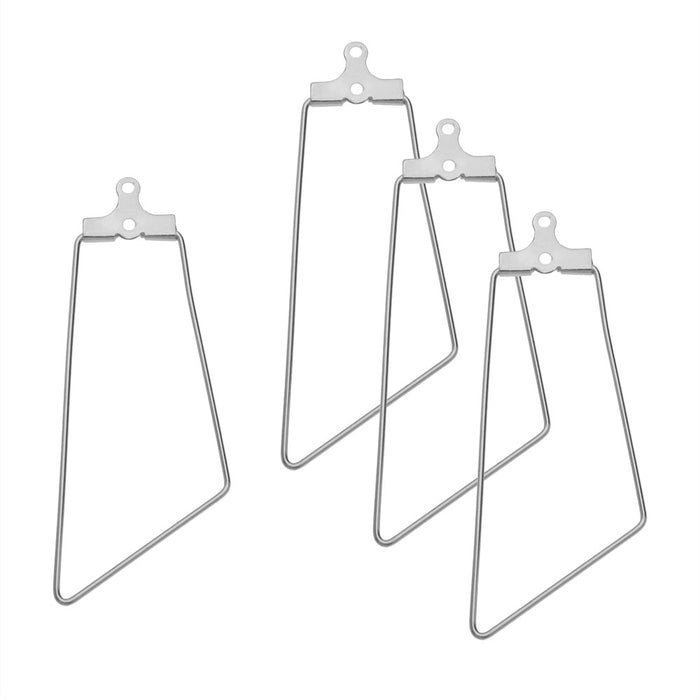 Beadable Open Wire Frame for Earrings or Pendants, Trapezoid 17.5x45mm, Stainless Steel (4 Pieces)