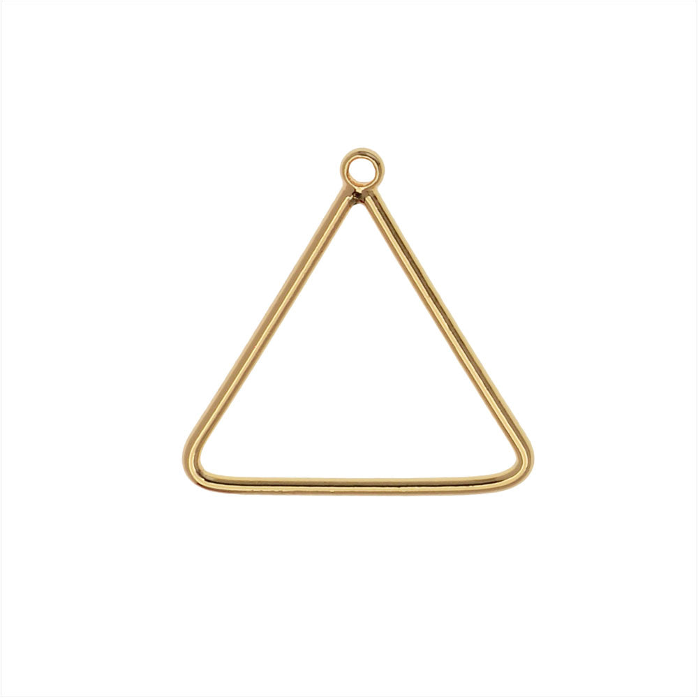 Beadable Open Wire Frame for Earrings or Pendants, Triangle 16.5mm, Gold Plated (4 Pieces)