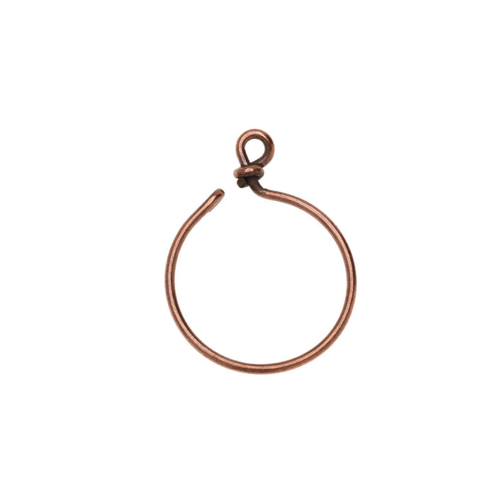 Beadable Wrapped Wire Hoop, For Pendants or Earrings 20mm Wide, Antiqued Copper Plated, By TierraCast (1 Piece)