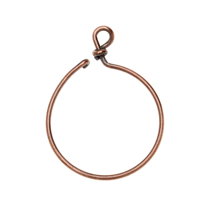 Beadable Wrapped Wire Hoop, For Pendants or Earrings 32mm Wide, Antiqued Copper Plated, By TierraCast (1 Piece)