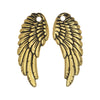 Metal Charm, Wings 27.5mm, Left & Right Pair, Antiqued Gold Plated, By TierraCast