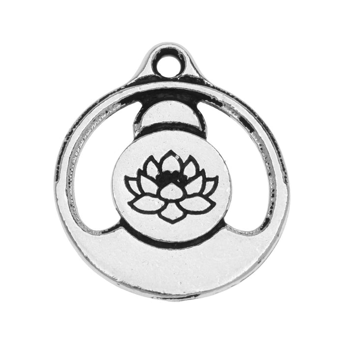 Metal Pendant, Round Buddha 24x21mm, Antiqued Silver Plated, By TierraCast (1 Piece)