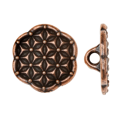 Metal Button, Flower Of Life 16mm, 1 Piece, Antiqued Copper Plated, By TierraCast