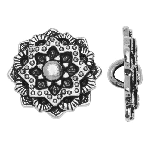 Metal Button, Mandala 16.5mm, Antiqued Silver Plated, By TierraCast (1 Piece)