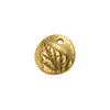 Metal Charm, Round Circle with Berry Leaf Design 12.5mm, Antiqued Gold, by Nunn Design (1 Piece)