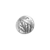 Metal Charm, Round Circle with Berry Leaf Design 12.5mm, Antiqued Silver, by Nunn Design (1 Piece)