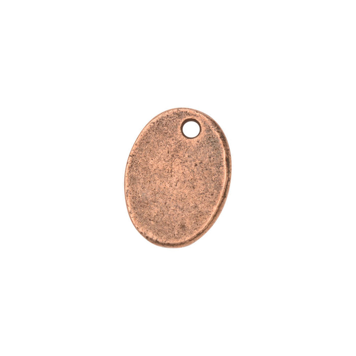 Metal Charm, Oval with Meadow Grass Design 13.5x9.8mm, Antiqued Copper, by Nunn Design (1 Piece)