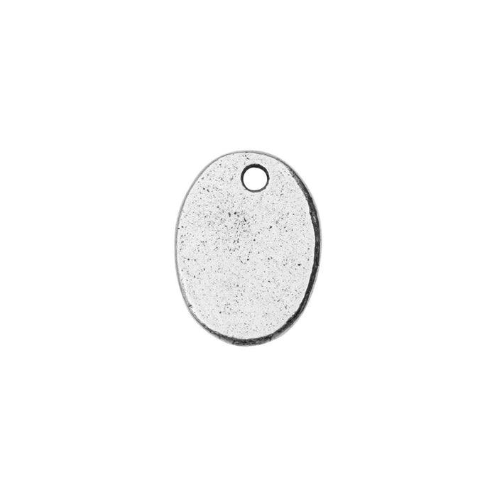 Metal Charm, Oval with Meadow Grass Design 13.5x9.8mm, Antiqued Silver, by Nunn Design (1 Piece)