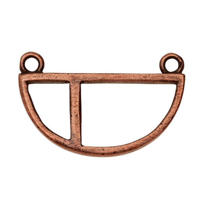 Open Back Bezel Pendant, Split Half-Circle 31x19.5mm, Antiqued Copper, by Nunn Design (1 Piece)