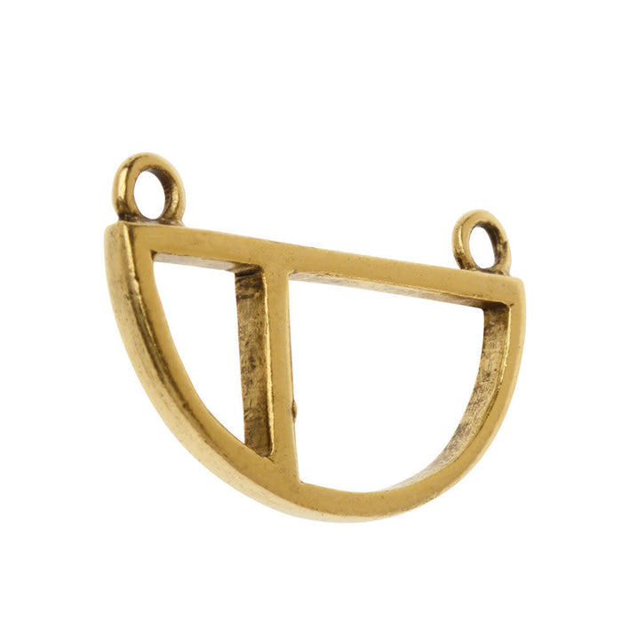 Open Back Bezel Pendant, Split Half-Circle 31x19.5mm, Antiqued Gold, by Nunn Design (1 Piece)