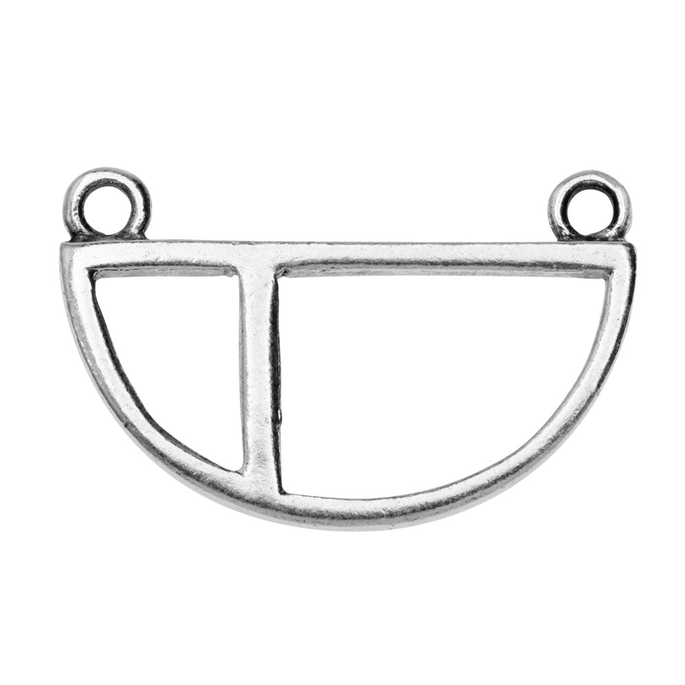 Open Back Bezel Pendant, Split Half-Circle 31x19.5mm, Antiqued Silver, by Nunn Design (1 Piece)