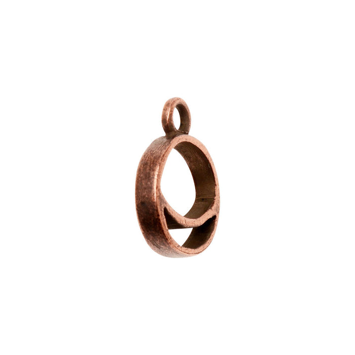Open Back Bezel Pendant, Split Circle Crescent 16.5x13mm, Antiqued Copper, by Nunn Design (1 Piece)