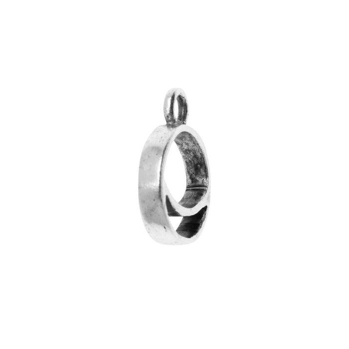 Open Back Bezel Pendant, Split Circle Crescent 16.5x13mm, Antiqued Silver, by Nunn Design (1 Piece)