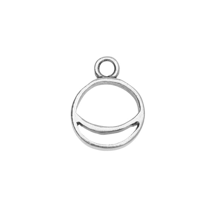 Open Back Bezel Pendant, Split Circle Crescent 16.5x13mm, Antiqued Silver, by Nunn Design (1 Piece)